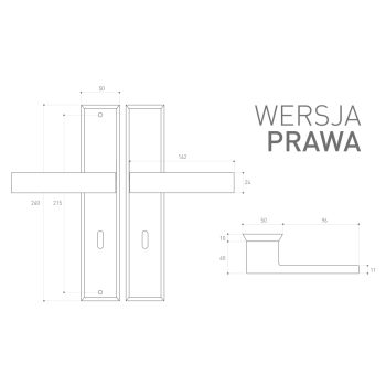 klamka zewnętrzna z długim szyldem bezpieczna, TOTAL